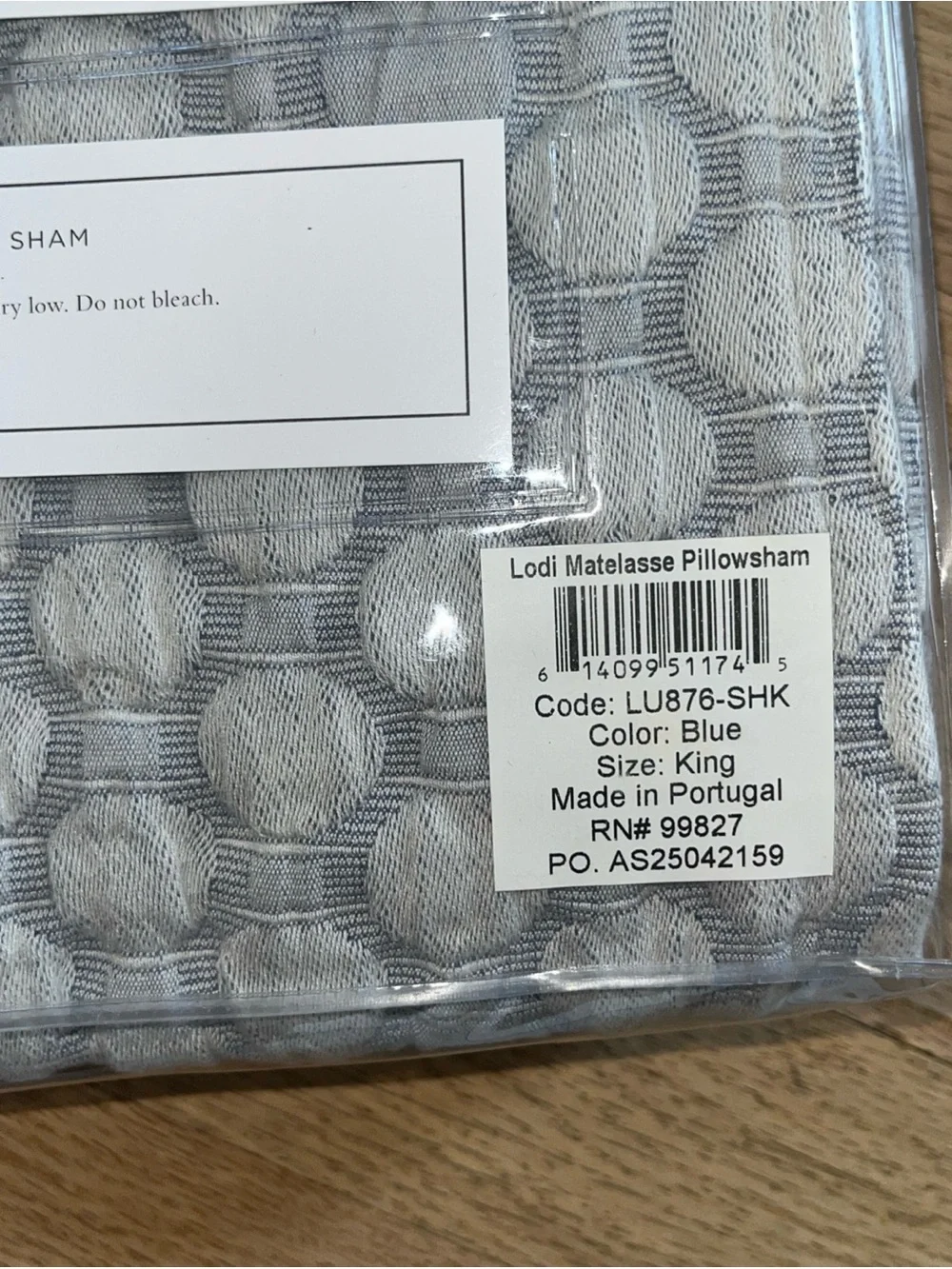 Annie‎ Selke Lodi Design Matelasse Pillow Sham King Size Blue NEW